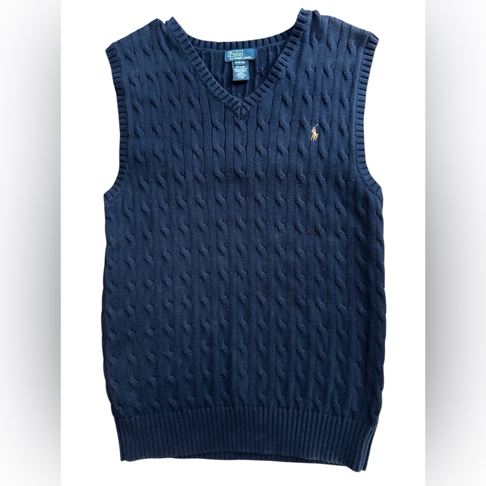 Polo Ralph Lauren Youth Big Boys Size XL 18-20 Sweater Vest Navy Blue Pony Logo